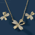 Nœud d'Étoiles – Ensemble Collier & Boucles en Argent 925 plaqué Or 18K