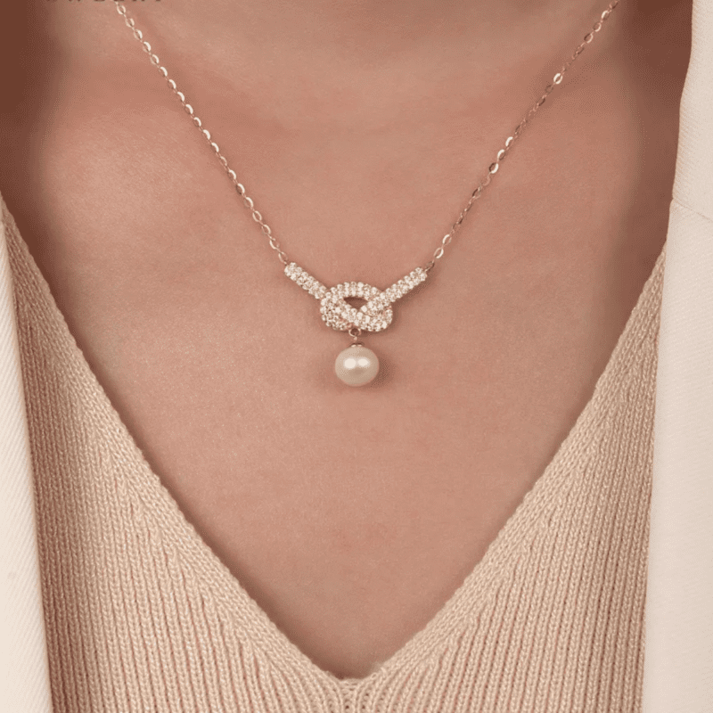 💛 Lien d’Éternité – Collier en Argent 925 Plaqué Or 18K & Perle – Image 3