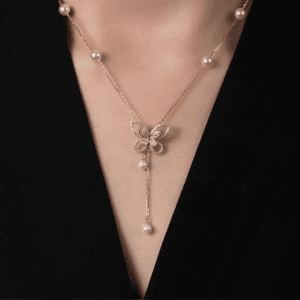 đŠ Papillon dâĂlĂ©gance â Collier en Argent 925 PlaquĂ© Or 18K & Perles